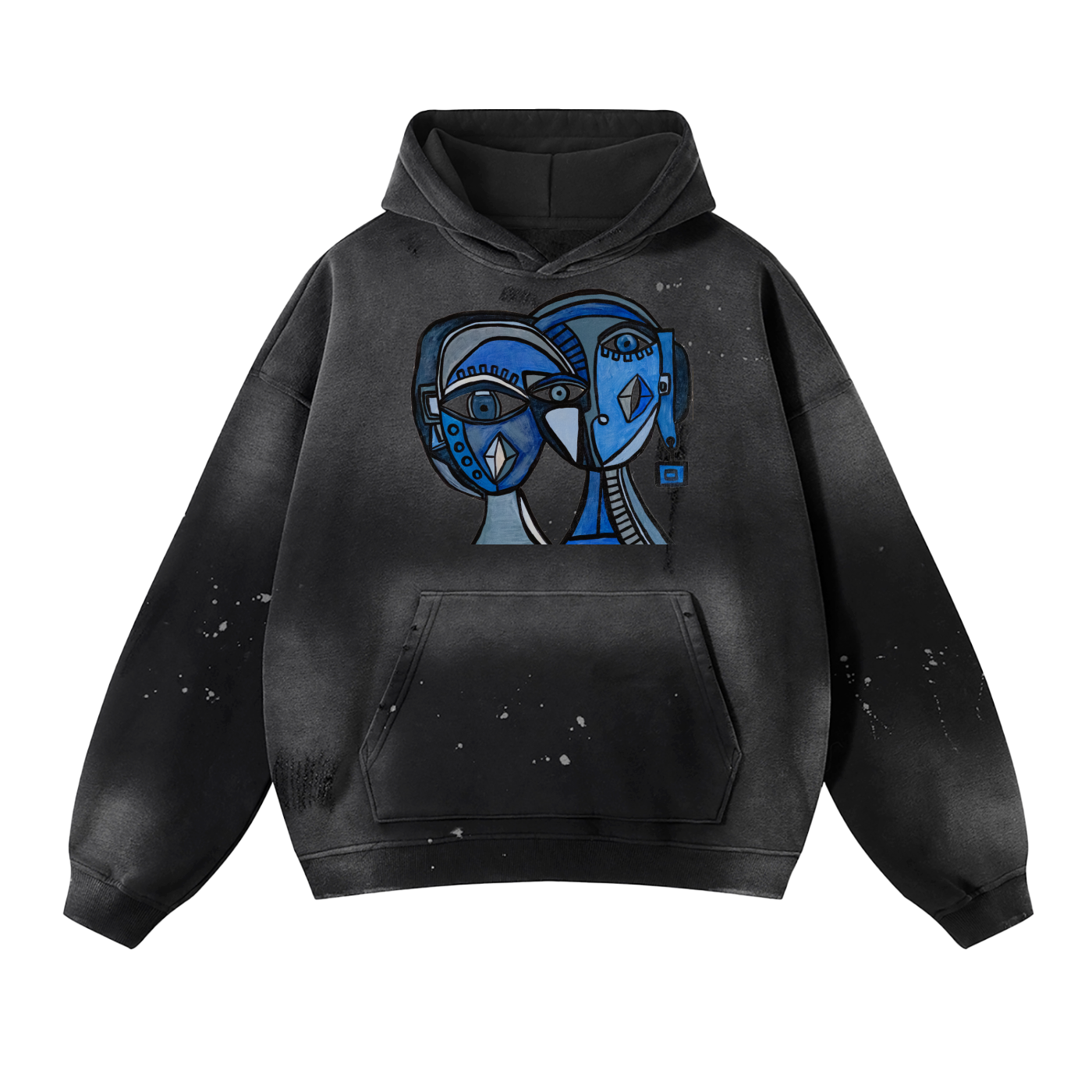 Vintage Washed Frayed Fleece Hoodie