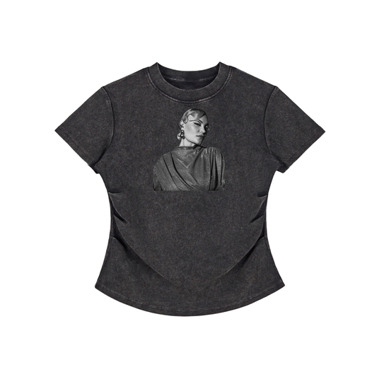 Vintage Washed Bodycon Cotton T-Shirt